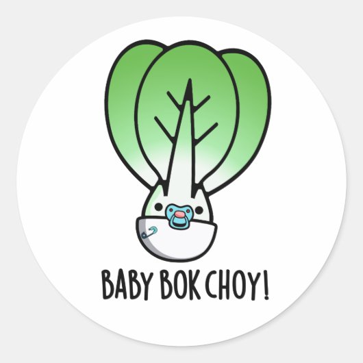 Baby Bok Choy Funny Veggie Pun Ronde Sticker (Voorkant)