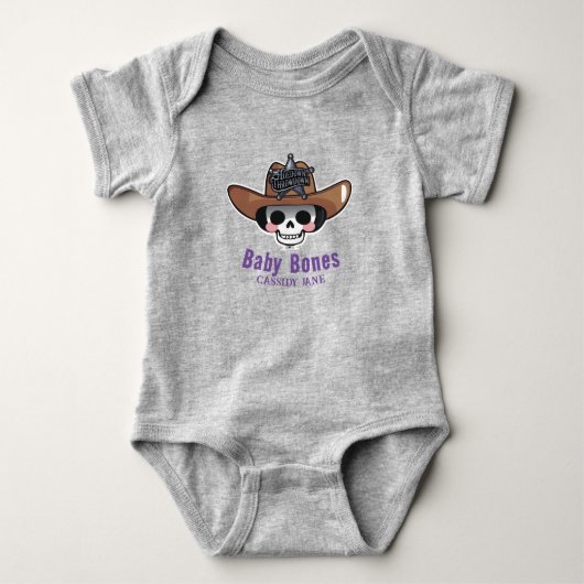 Baby Bones Halloween, Westers skelet personalisere Romper (Voorkant)