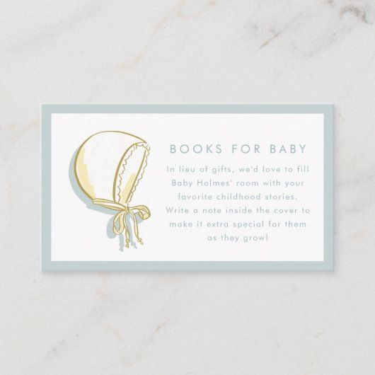 Baby Bonnet Baby Boeken Informatiekaartje (Voorkant)