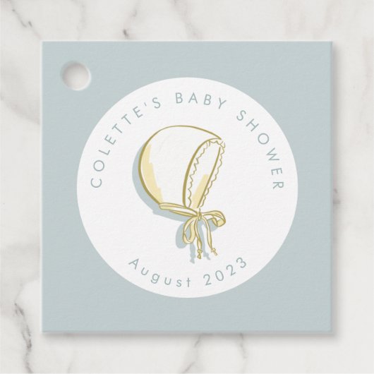Baby Bonnet Baby shower blauw Bedankjes Labels (Voorkant)