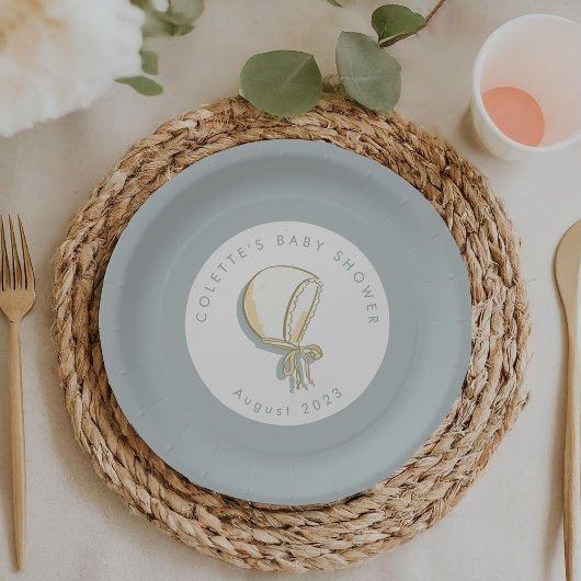 Baby Bonnet Baby shower blauw Papieren Bordje