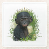 Baby Bonobo Ape Glazen Onderzetter (Voorkant)