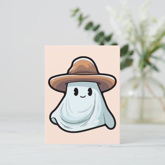 Baby Boo Cowboy Ghost Halloween Collectie Feestdagenkaart (Staand voorkant)