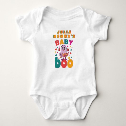 Baby Boo Oktober Pasgeboren Pastel Geest Halloween Romper (Voorkant)