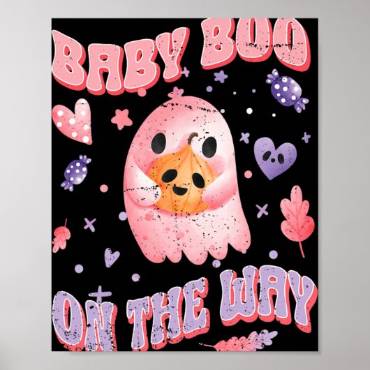 Baby Boo On The Way Halloween Pregnancy Announceme Poster (Voorkant)