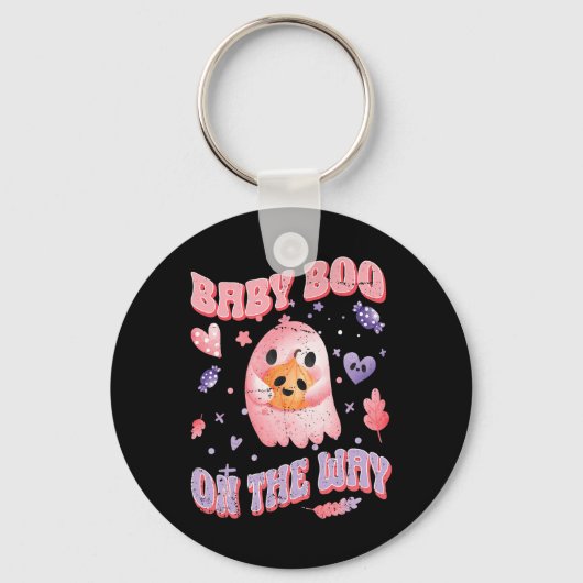 Baby Boo On The Way Halloween Pregnancy Announceme Sleutelhanger (Voorkant)