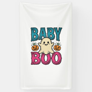 Baby Boo Vintage Halloween Geest T-shirt Ontwerp_1 Spandoek