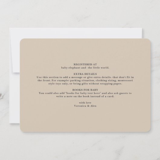 Baby Book Shelf Taupe Neutraal Baby shower Kaart (Achterkant)