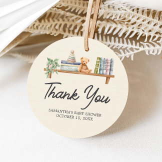 Baby Books and Brunch Neutral Baby Shower Bedankjes Labels