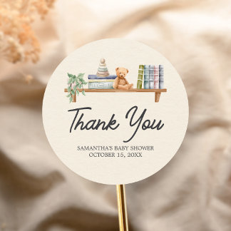 Baby Books and Brunch Neutral Baby Shower Ronde Sticker