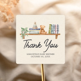 Baby Books and Brunch Neutral Baby Shower Vierkante Sticker