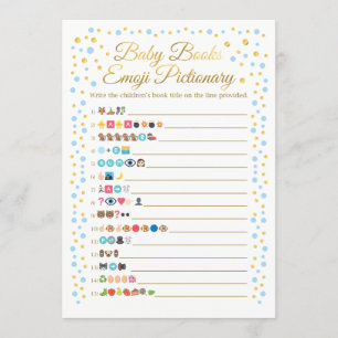 Baby Books Emoji Pictionary Game Blue and Gold Kaart