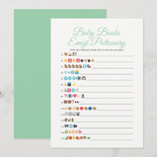 Baby Books Emoji Pictionary Game Mint (Voorkant / Achterkant)