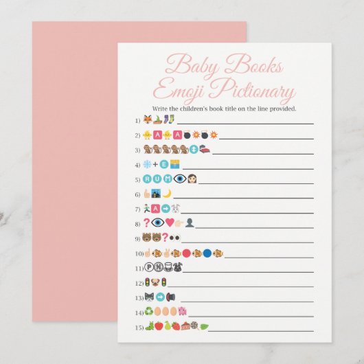 Baby Books Emoji Pictionary Game Pink (Voorkant / Achterkant)