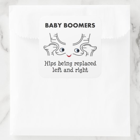 Baby Boomer heupen Vierkante Sticker (Tas)
