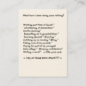 Baby Boomer Retirement Card - Mam Contactkaartje (Achterkant)