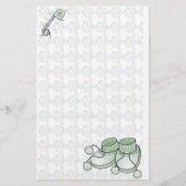 Baby Bootie Green Stationery Briefpapier (Voorkant)