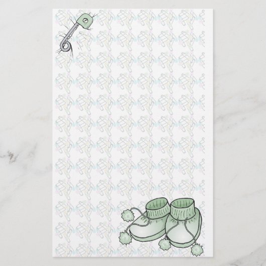 Baby Bootie Green Stationery Briefpapier (Voorkant)