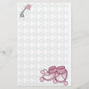 Baby Bootie Pink Stationery Briefpapier