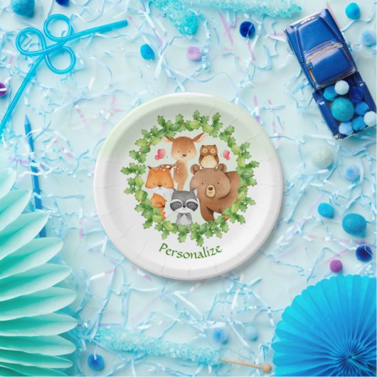 Baby Bosdieren Beer Wasbeer Eekhoorn Verjaardag Papieren Bordje (Feest)