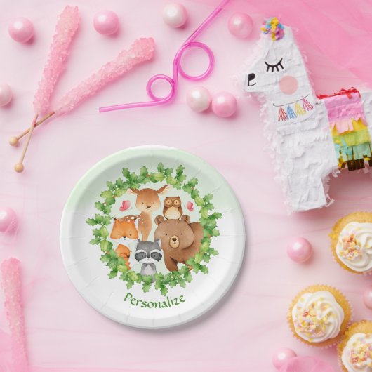 Baby Bosdieren Beer Wasbeer Eekhoorn Verjaardag Papieren Bordje (Feest)