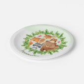 Baby Bosdieren Beer Wasbeer Eekhoorn Verjaardag Papieren Bordje (Gekanteld)