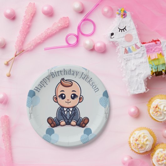 Baby Boss Verjaardagsfeest Papieren Borden–Aangepa Papieren Bordje (Feest)