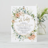 Baby Botanische Roos Eucalyptus Baby shower Kaart (Staand voorkant)