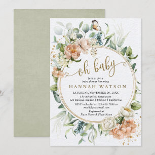 Baby Botanische Roos Eucalyptus Baby shower Kaart