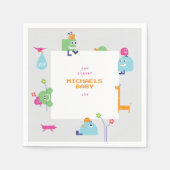 Baby Bots Grey Border servetten (Voorkant)