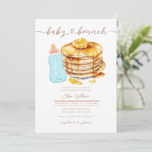 Baby Bottle Butter Honey Pancake Baby shower Kaart (Staand voorkant)
