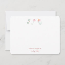 Baby Bottle & Rattle van de kwekerij flat Bedankkaart