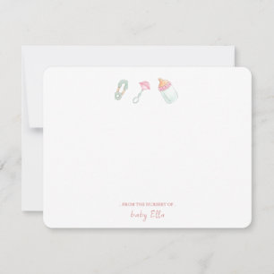 Baby Bottle & Rattle van de kwekerij flat Bedankkaart