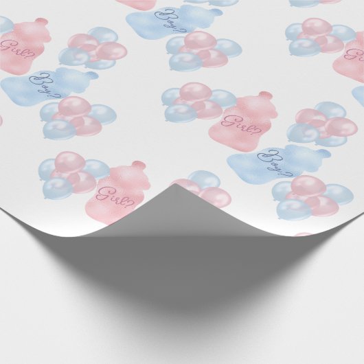 Baby Bottles en ballonnen Gender Reveal Party Cadeaupapier (Hoek)