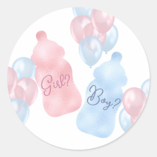Baby Bottles en ballonnen Gender Reveal Party Ronde Sticker