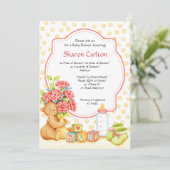 Baby Bouquet Shower Invitation Square Kaart (Staand voorkant)