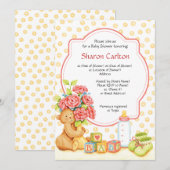 Baby Bouquet Shower Invitation Square Kaart (Voorkant / Achterkant)