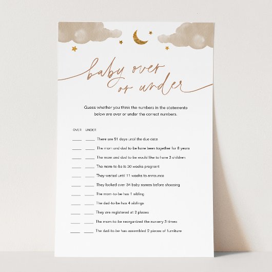 Baby boven of onder het Twinkle Star-Baby shower