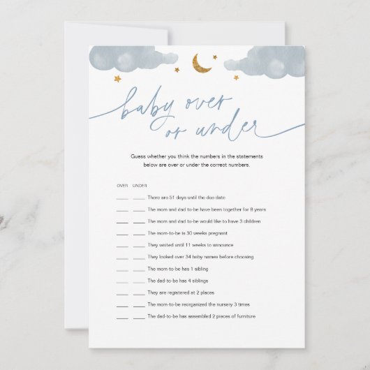 Baby boven of onder het Twinkle Star-Baby shower Kaart (Voorkant)