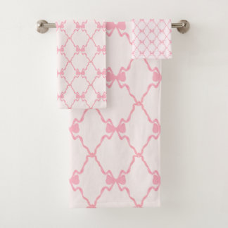 Baby Bow Trellis Pink Bella Ribbon Bad Handdoek