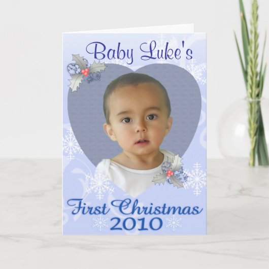 Baby Boy 1e kerst Kaart (Voorkant)