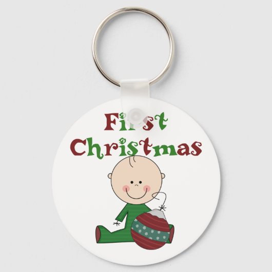 Baby Boy 1e Kerstmis Tshirts en geschenken Sleutelhanger (Voorkant)