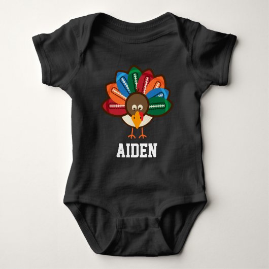 Baby Boy 1e Thanksgiving Football Turkije bodysuit (Voorkant)