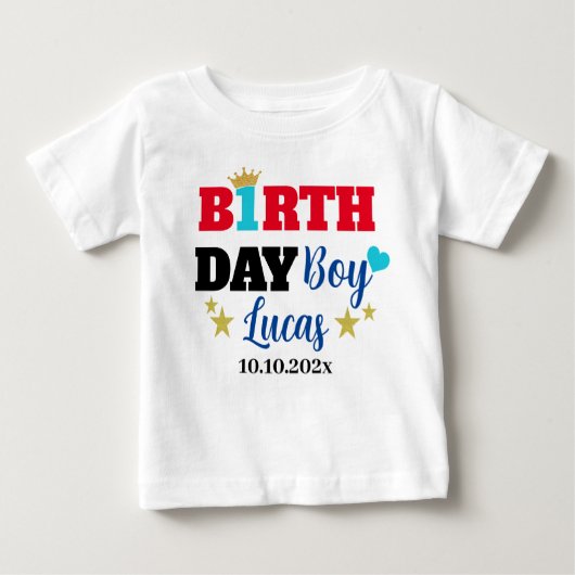 Baby Boy 1e Verjaardag Gouden Kroon Custom Wit (Voorkant)