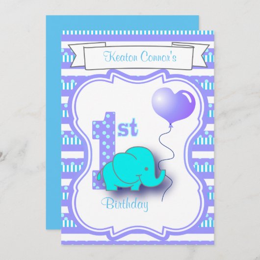 Baby Boy 1e verjaardagsfeestje Kaart (Voorkant / Achterkant)