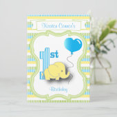 Baby Boy 1e verjaardagsfeestje met een Baby-olifan Kaart (Staand voorkant)