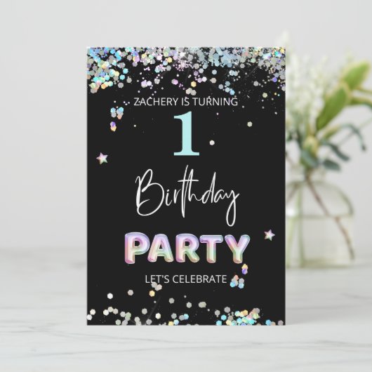 *~* BABY BOY 1st 1st BALLOON Birthday  Kaart (Staand voorkant)