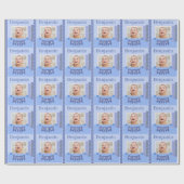 Baby Boy 1st Birthday Blue Scrapbooking Wrapping Cadeaupapier (Vlak)