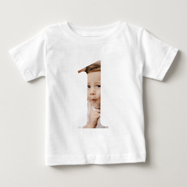 Baby Boy 1st Birthday Custom Photo T-Shirt (Voorkant)