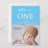 Baby Boy 1st Birthday Foto Kaart (Voorkant)